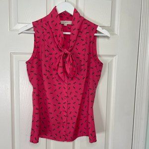 Ann Taylor LOFT Pink bow print blouse